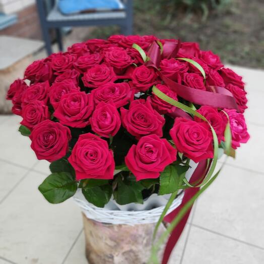 Корзина из 51 розы 🌹