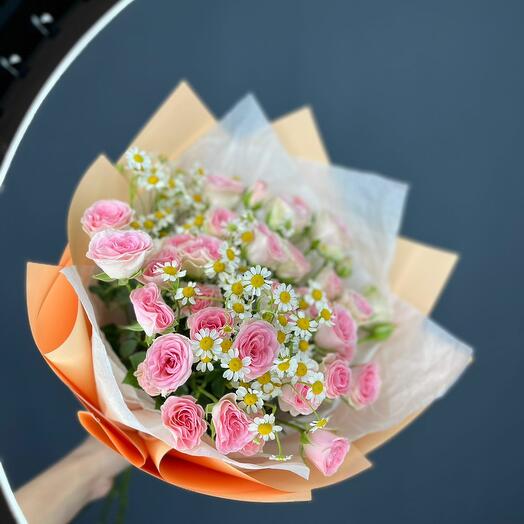 Bush rose with matricaria