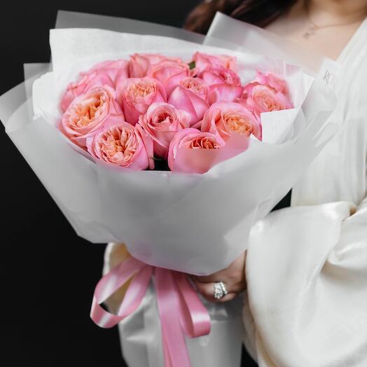 Букет из 15 роз сорта pink expression
