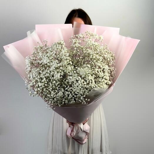 "A very large bouquet" of gypsophila