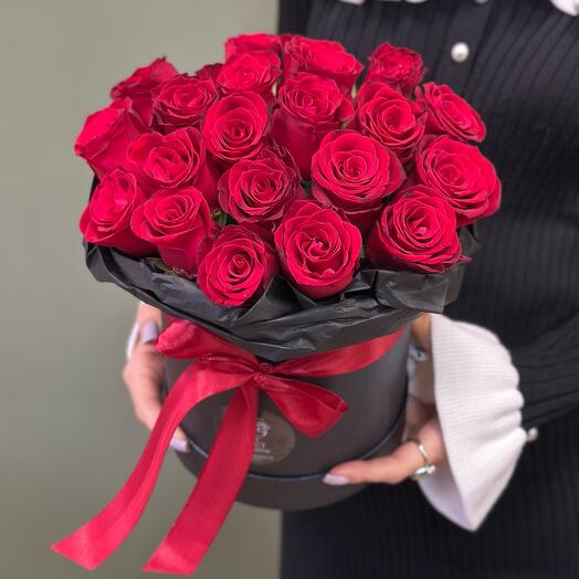 Caja de 21 rosas rojas