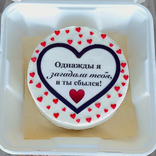 Бенто-торт с сердцем на 14 февраля,влюблённым, парню,мужу,на день рождения «Загадала тебя»