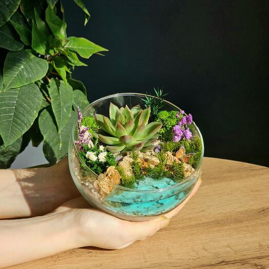 Florarium "Spring Dream" (pond glows in the dark)