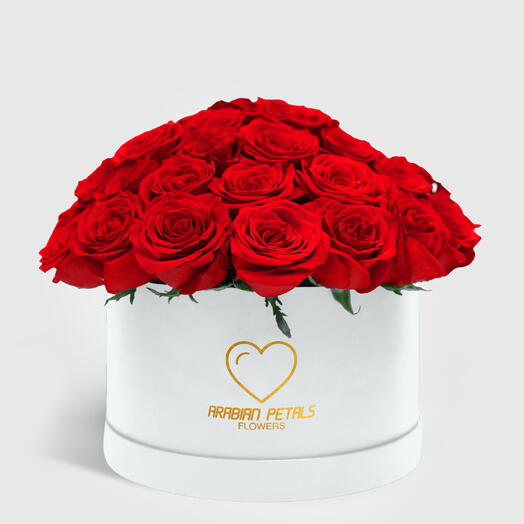 Red Bouquet Roses Large White Box