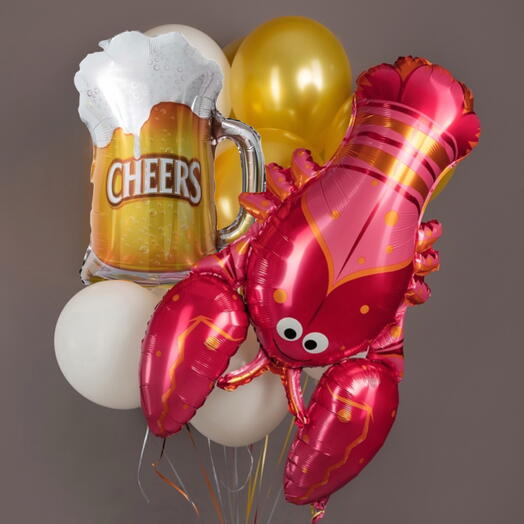 Набор воздушных Шаров гелий 12 шт пиво, раки set of helium balloons 12 pcs beer and lobster