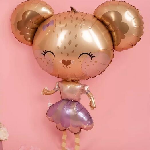 Ходячая фигура Мышка балерина в упаковке, фольгированный шар