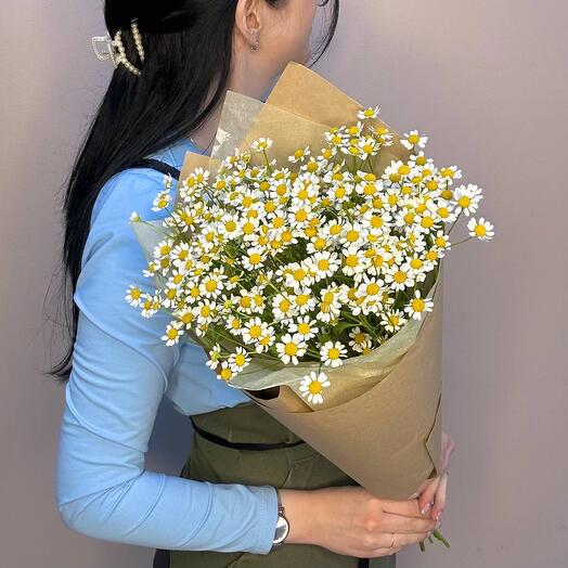 Букет из ромашек в крафте