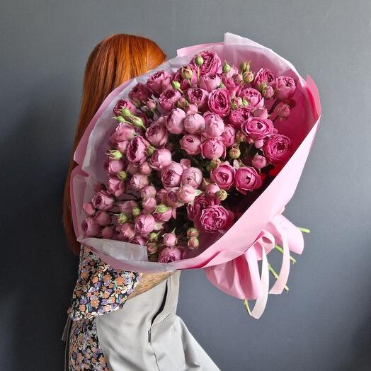 Моно из пионовидной кустовой розы 💜