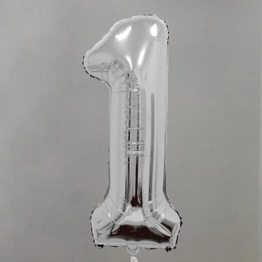 Шар Цифра 1 серебро