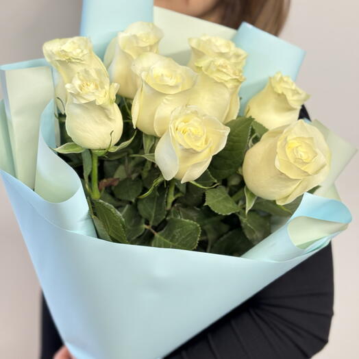 Букет "Кремовые розы" 9 шт