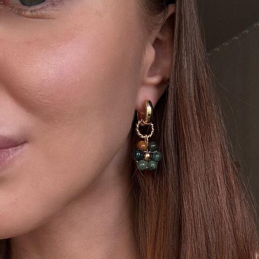 Серьги с цветочками из африканского Агата