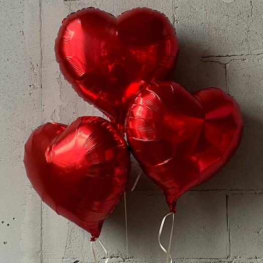 Сет из 3 красных сердец
