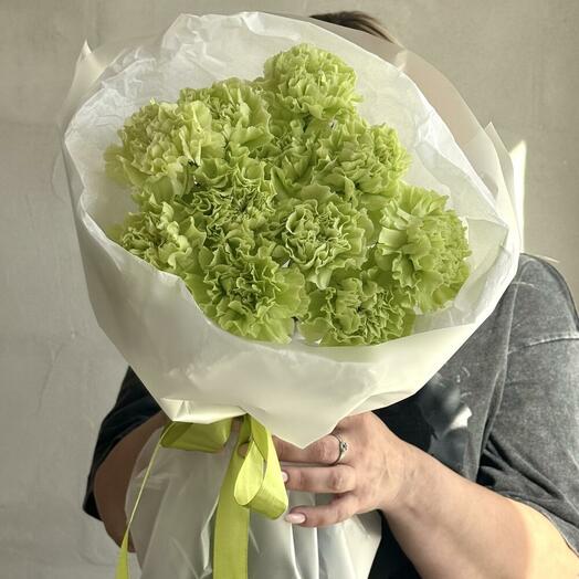 💚Нежность💚фисташковый монобукет из диантусов