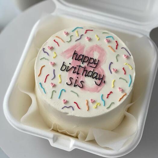 Бенто торт Happy Birthday с цифрой - сестре