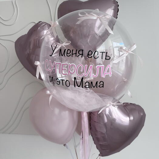 Воздушные шары с сердцами и шар с бантиками