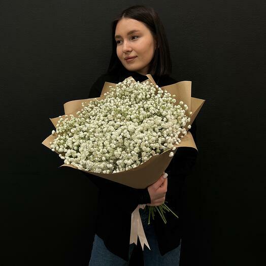 Классический монобукет из 9 белых Гипсофил