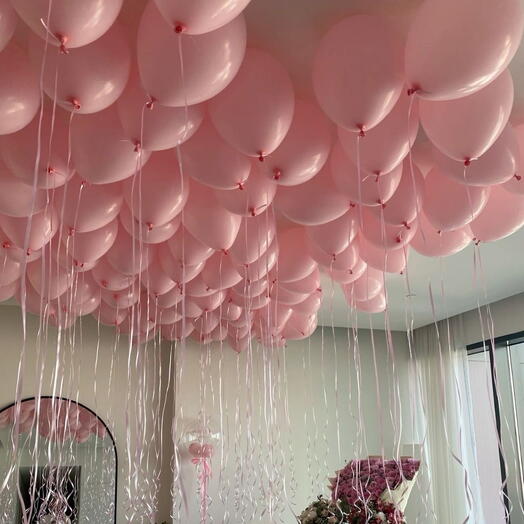 Воздушные шары (пастель) под потолок  (100 шт)