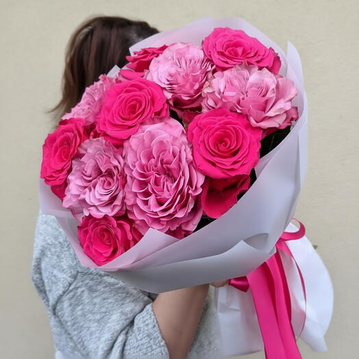 Букет розы микс в плёнке