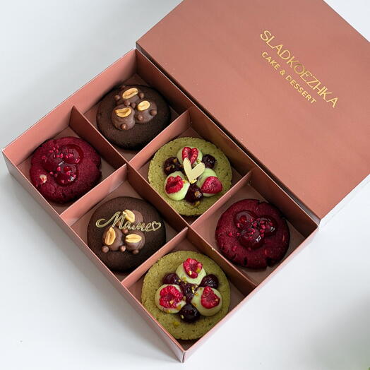 Набор крамбл кукис, печенье ассорти, 6шт, на 8 марта