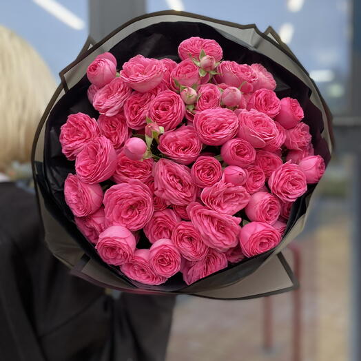 Пионовидная кустовая Роза «Жизель» 13 веточек