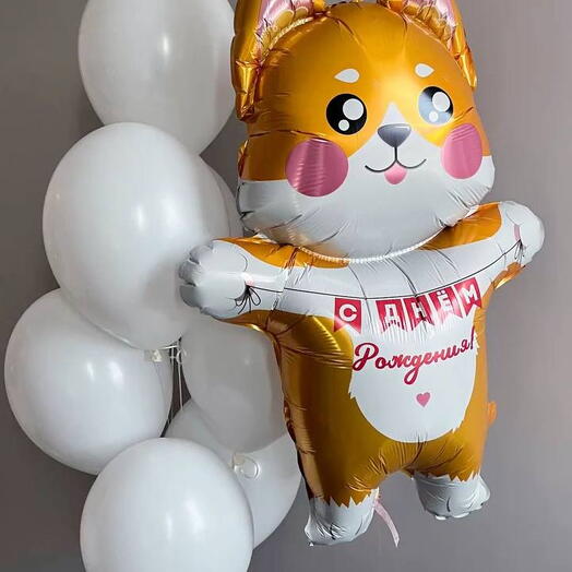Набор шаров с собачкой и надписью «С Днём Рождения» 🐶🎉