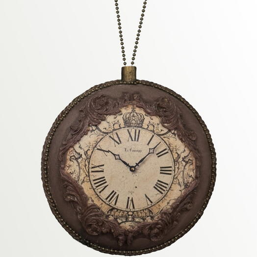 Новогодняя елочная игрушка-медальон с курантами под старину, ручная работа