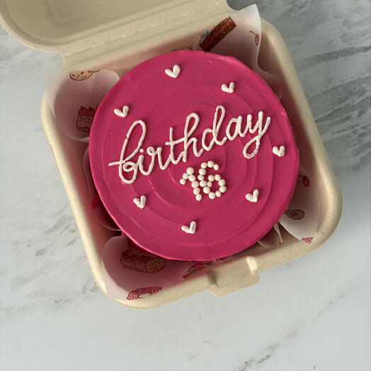 Бенто торт happy birthday с цифрой розовый цвета барби для девушки, подруги