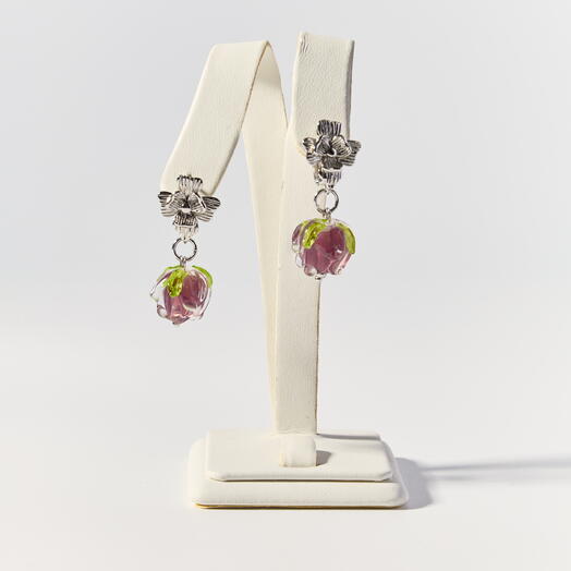 Серьги из итальянского стекла Мурано (сливовые)
