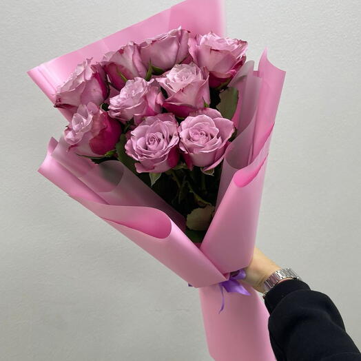 Букет роз Infused Pink 9 шт