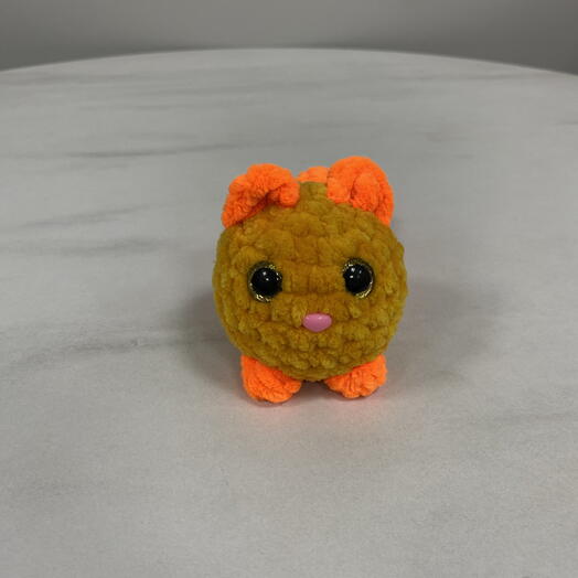 Вязаная игрушка Кот кругляш (рыжий)