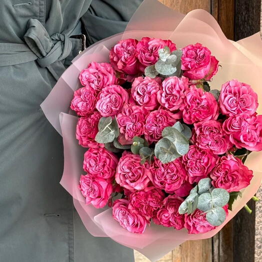 25 роз пионовидный ажюр 💖с ноткой эвкалипта