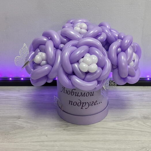 Букет из воздушных шаров в коробке, для подруги