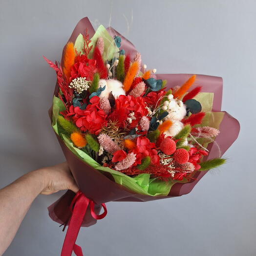 Сухоцветы букет "ЯРКО"+ мыло ручной работы в подарок 🎁