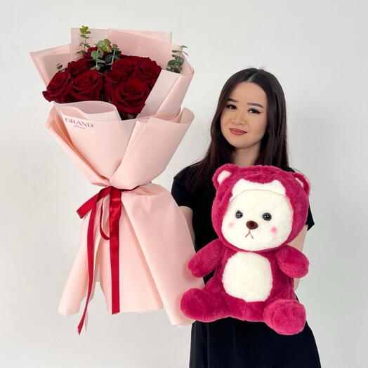 Сет: букет+мишка