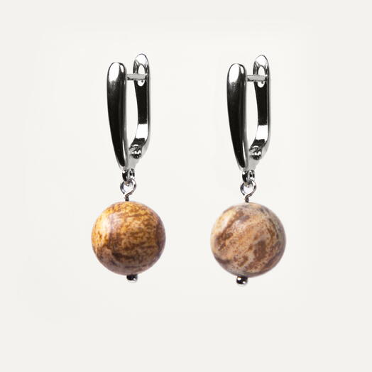 Серьги Мята Песчаная яшма 14K (EAR1141)