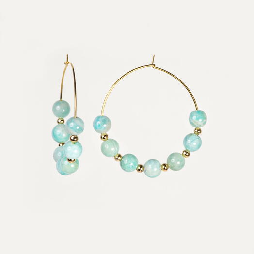 Серьги Самшит Амазонит 14K (EAR1156)
