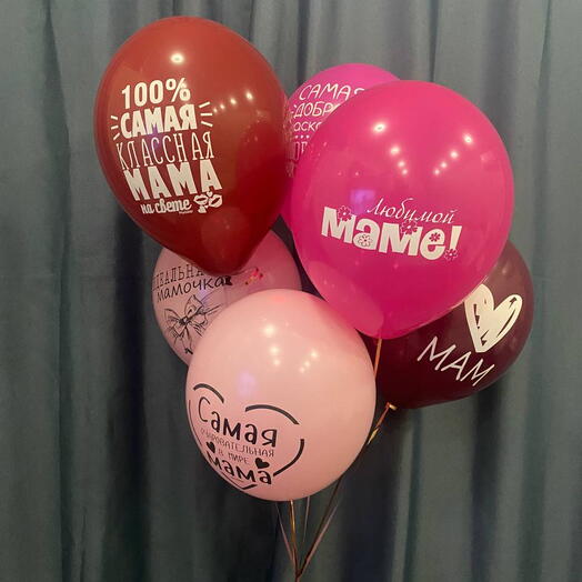 Фонтан из 6 шаров для мамы на 8 марта