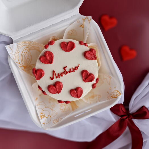 Бенто торт «люблю» с сердечками девушке, парню, мужу, жене, любимой, любимому
