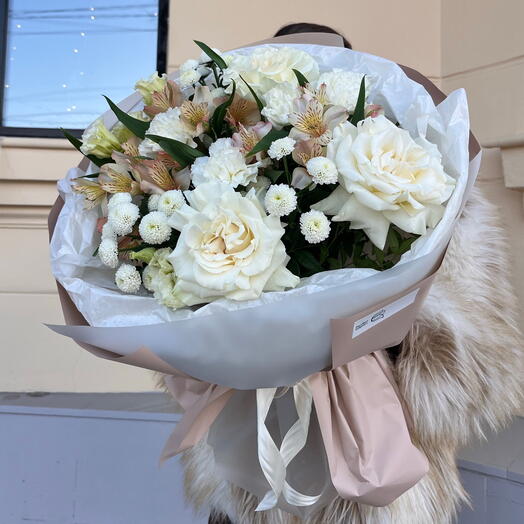 Букет с французскими розами Карамель