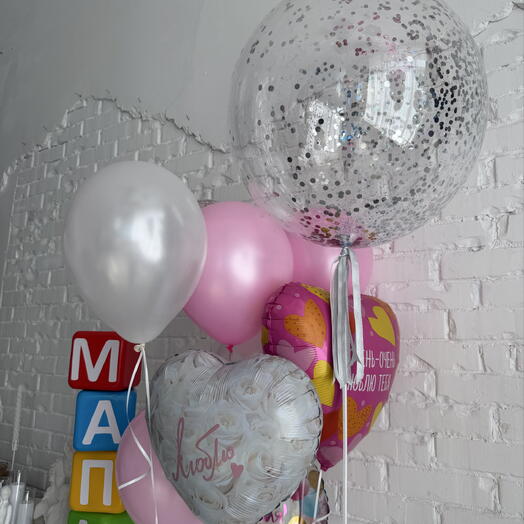 Шарики на день рождения девушки с шаром-бабблс
