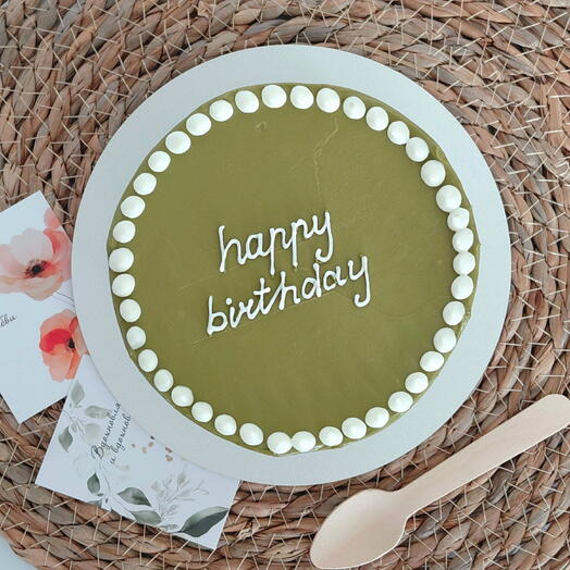 Бенто торт happy birthday в цвете хаки