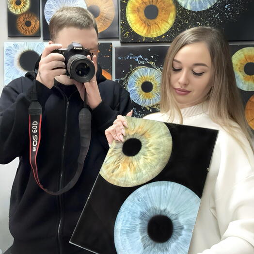 Парная фотосессия радужек глаз А3 в стекле