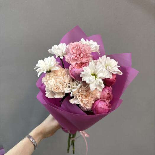 Розовый комплиментик с диантусами 💘🩷