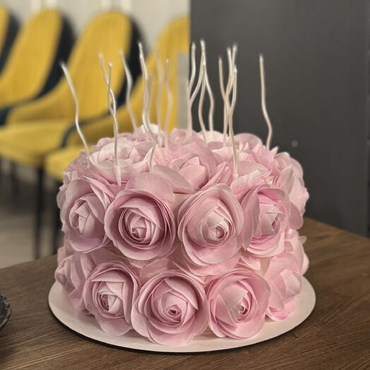 Торт с розами из вафельной бумаги 💖🌹