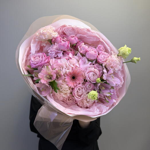 Авторский букет с гортензией и эустомой 🌸