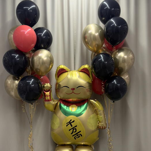 Шары на открытие, корпоратив и праздник 🐱 Манеки-неко и два фонтана из воздушных шаров