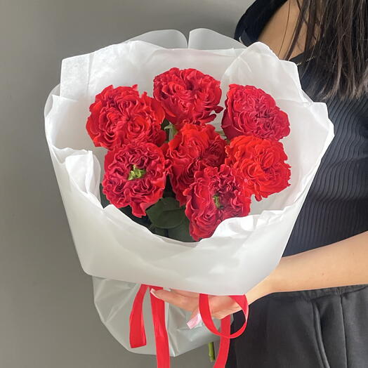 Моно из пионовидный красных роз Red еyе 7