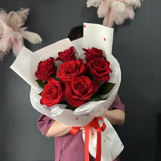 Роза красная 7 шт / Рэд Наоми 🌹букет