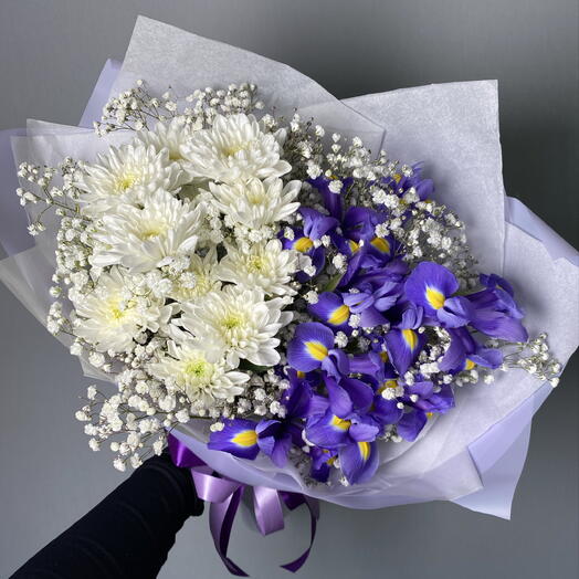 Хризантема и ирисы 💜
