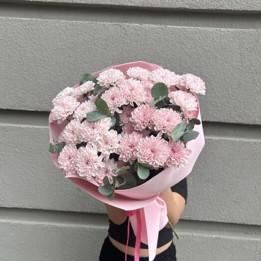 Букет «Цветочный поцелуй» 💗 пушистая хризантема, словно сахарная вата 🍒 в розовых оттенках 🎀